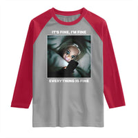 Funny Doll Face Meme Raglan Shirt It Is Fine I Am Fine Everything Is Fine - Wonder Print Shop