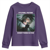 Funny Doll Face Meme Youth Sweatshirt It Is Fine I Am Fine Everything Is Fine - Wonder Print Shop