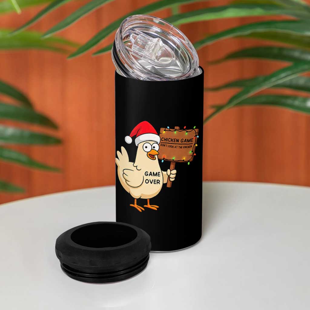 Chicken Game Christmas 4 in 1 Can Cooler Tumbler Funny Do Not Look At The Chicken - Wonder Print Shop