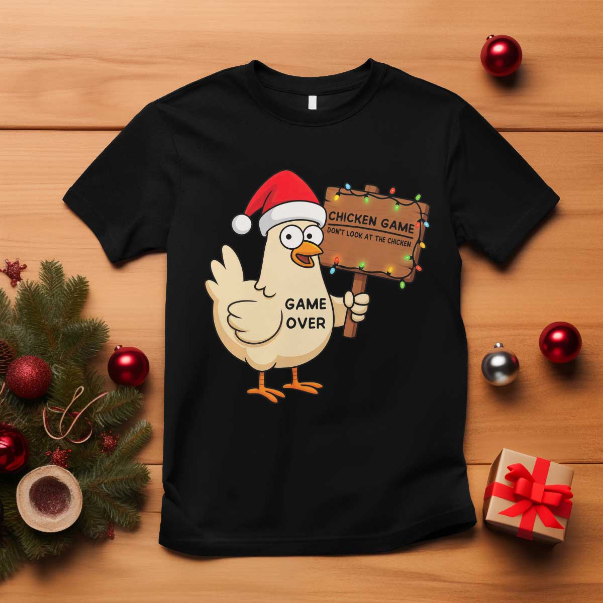Chicken Game Christmas T Shirt Funny Do Not Look At The Chicken - Wonder Print Shop