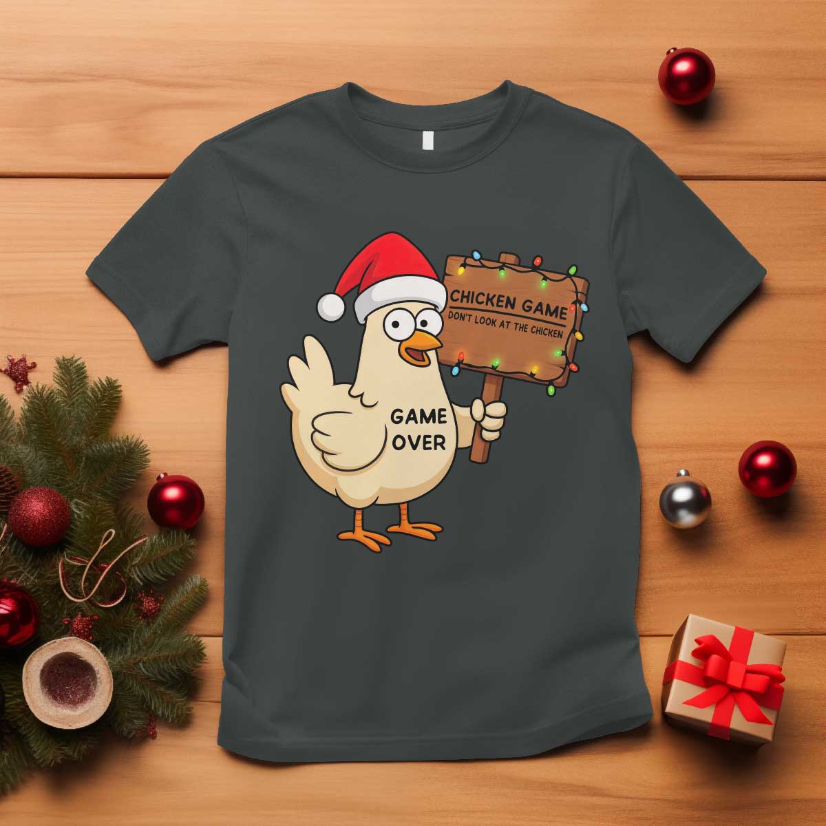 Chicken Game Christmas T Shirt Funny Do Not Look At The Chicken - Wonder Print Shop