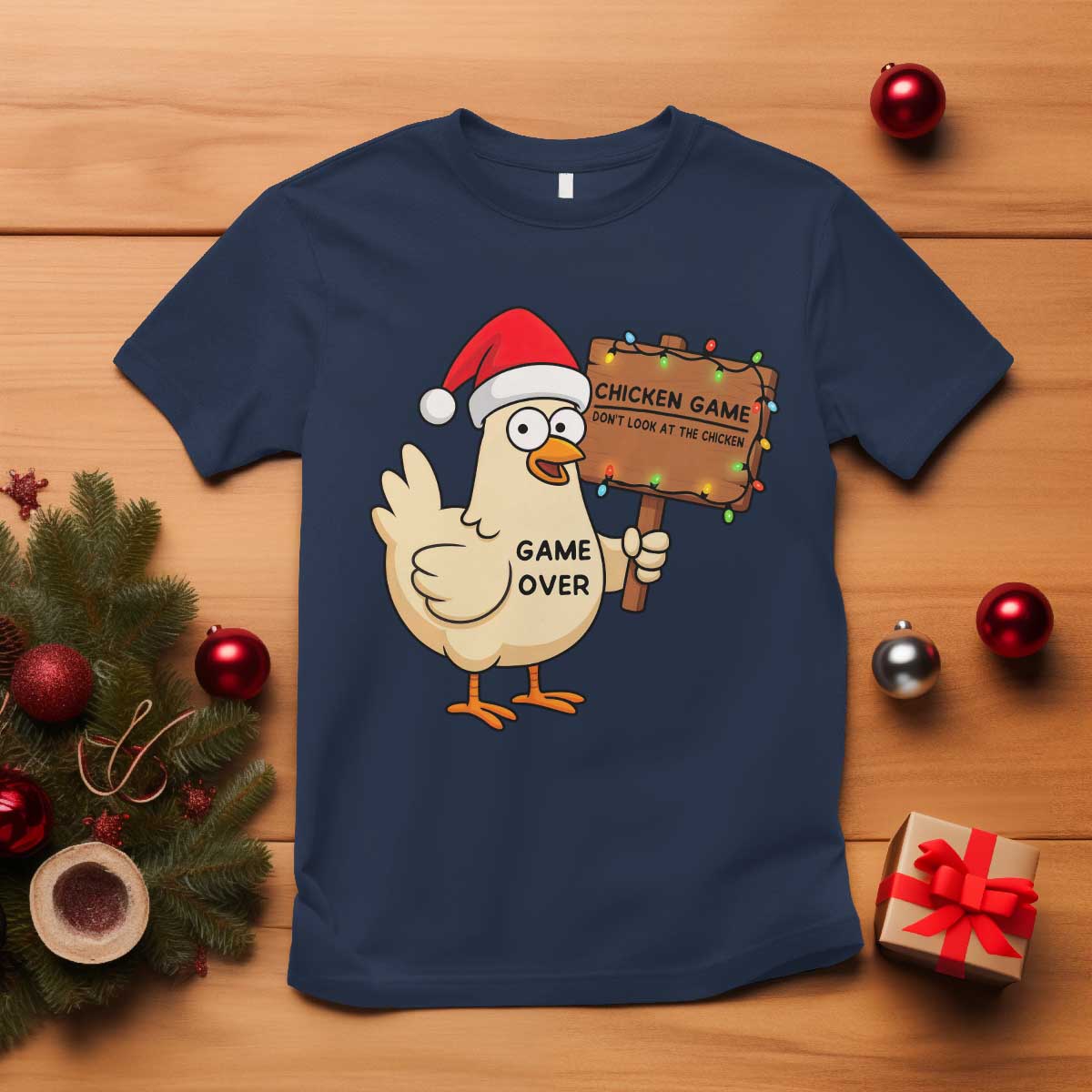 Chicken Game Christmas T Shirt Funny Do Not Look At The Chicken - Wonder Print Shop