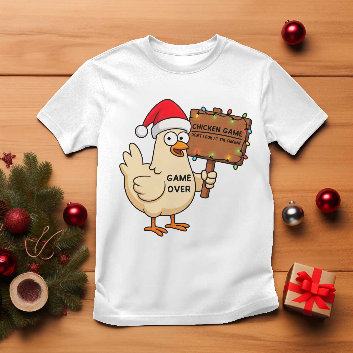 Chicken Game Christmas T Shirt Funny Do Not Look At The Chicken - Wonder Print Shop