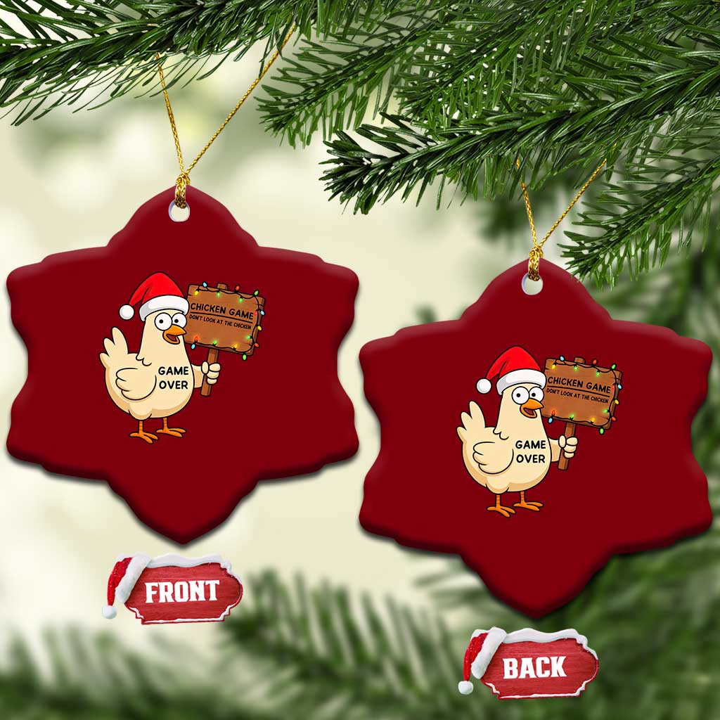 Chicken Game Christmas Ceramic Ornament Funny Do Not Look At The Chicken - Wonder Print Shop