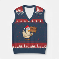 Chicken Game Xmas V-Neck Knit Sweater Vest Funny Do Not Look At The Chicken - Wonder Print Shop