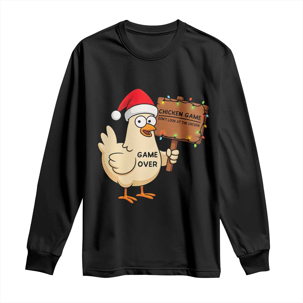 Chicken Game Christmas Long Sleeve Shirt Funny Do Not Look At The Chicken - Wonder Print Shop