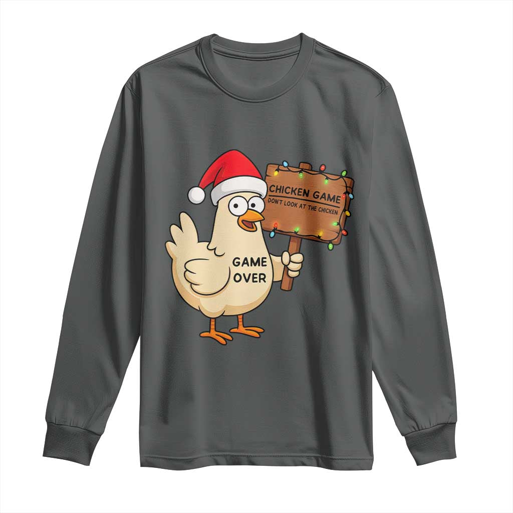 Chicken Game Christmas Long Sleeve Shirt Funny Do Not Look At The Chicken - Wonder Print Shop