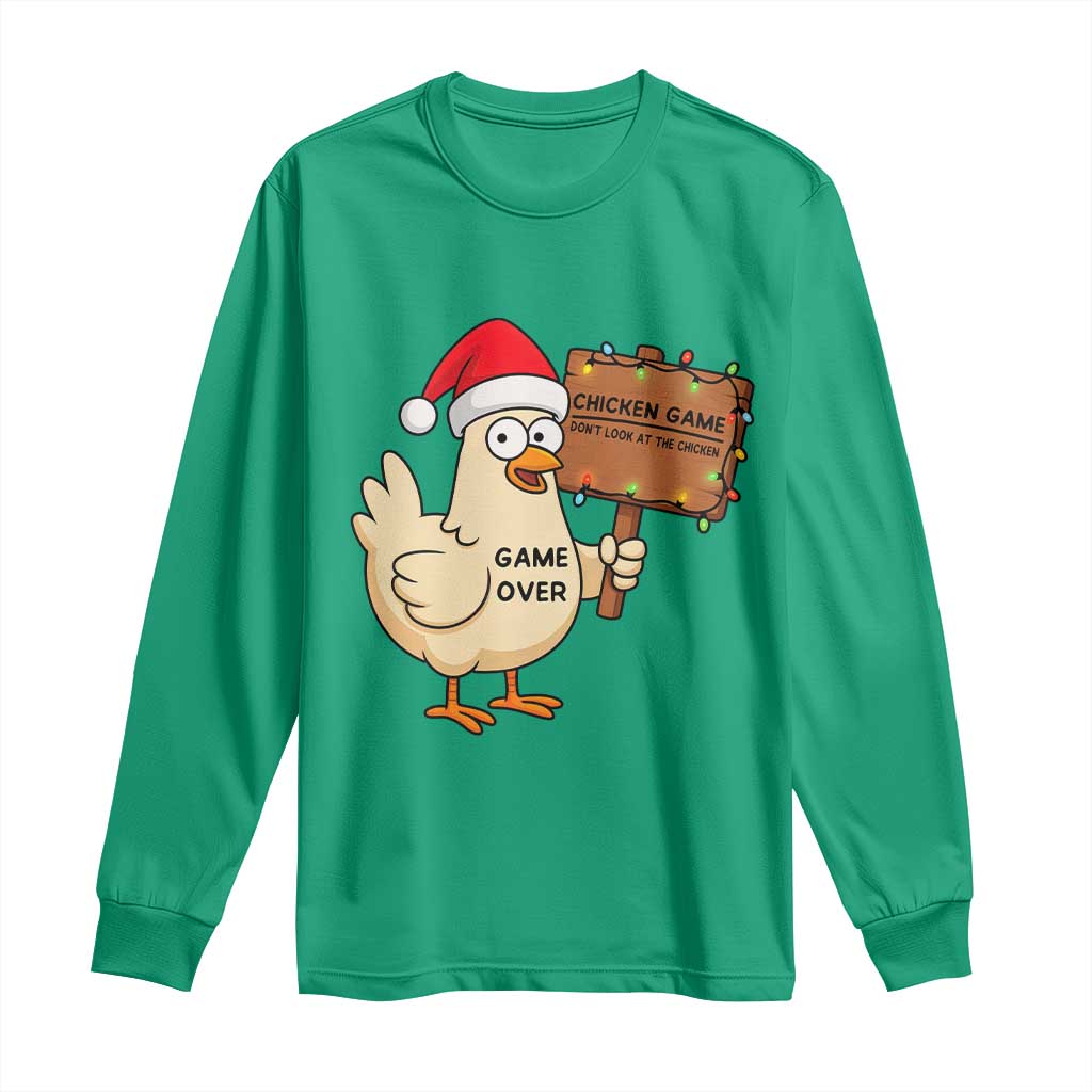 Chicken Game Christmas Long Sleeve Shirt Funny Do Not Look At The Chicken - Wonder Print Shop