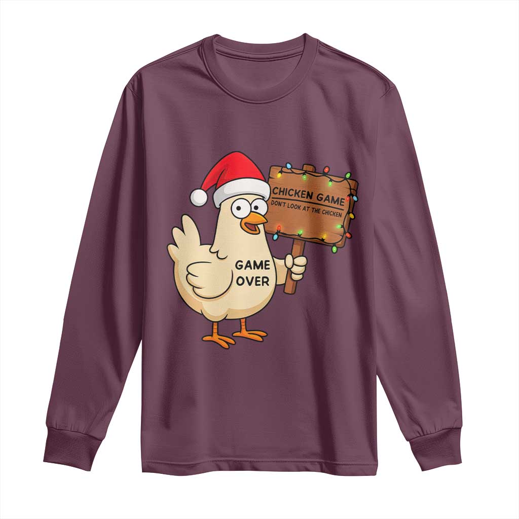 Chicken Game Christmas Long Sleeve Shirt Funny Do Not Look At The Chicken - Wonder Print Shop