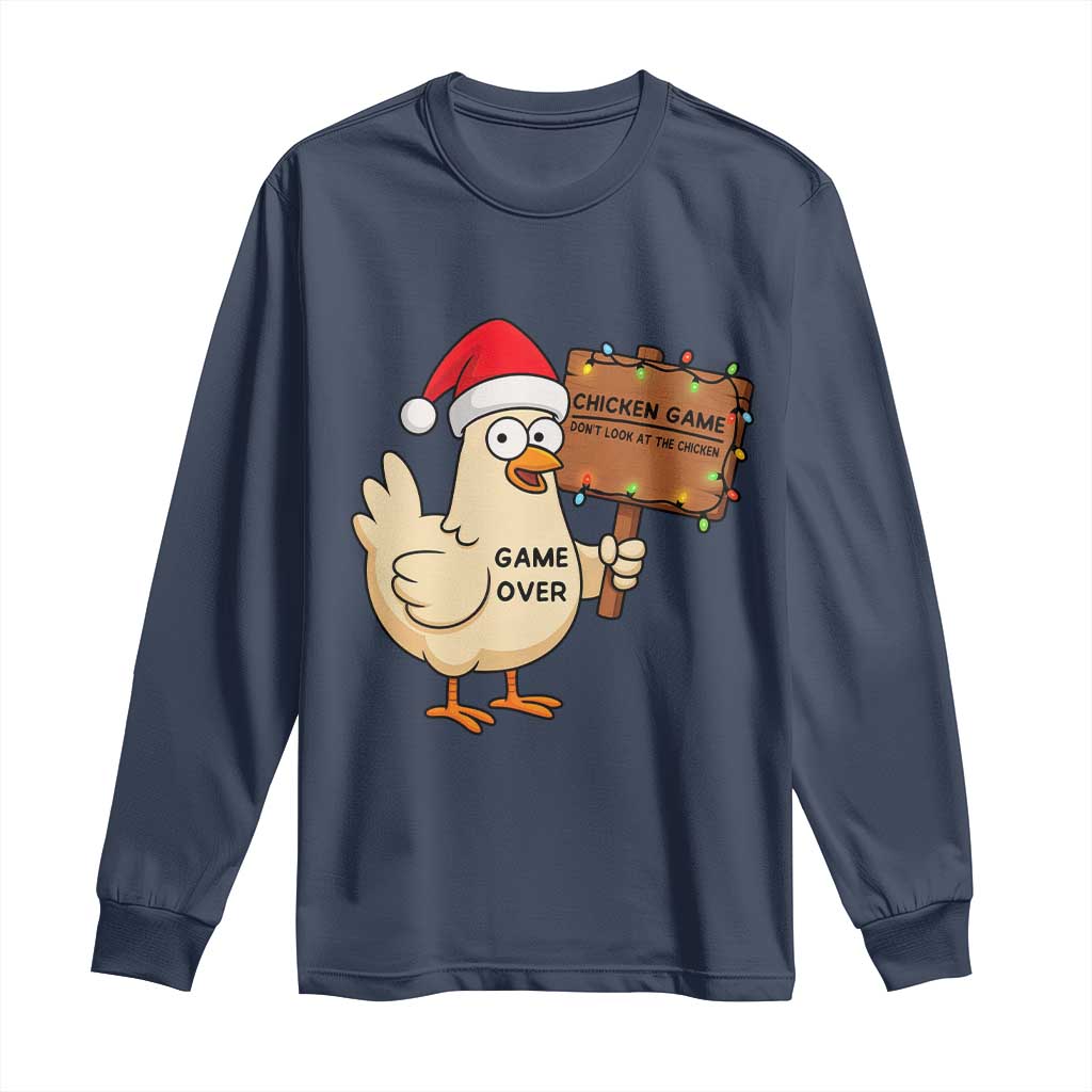 Chicken Game Christmas Long Sleeve Shirt Funny Do Not Look At The Chicken - Wonder Print Shop