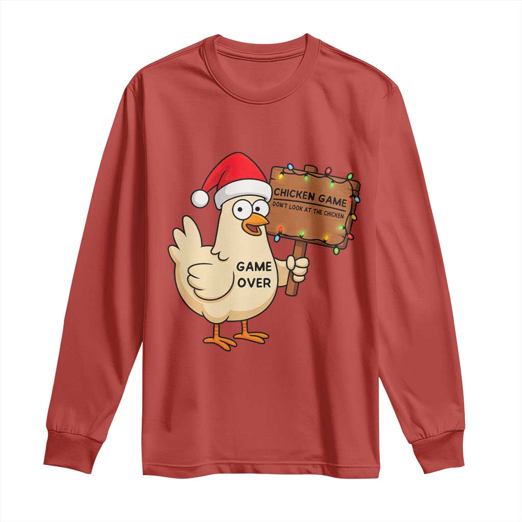 Chicken Game Christmas Long Sleeve Shirt Funny Do Not Look At The Chicken - Wonder Print Shop