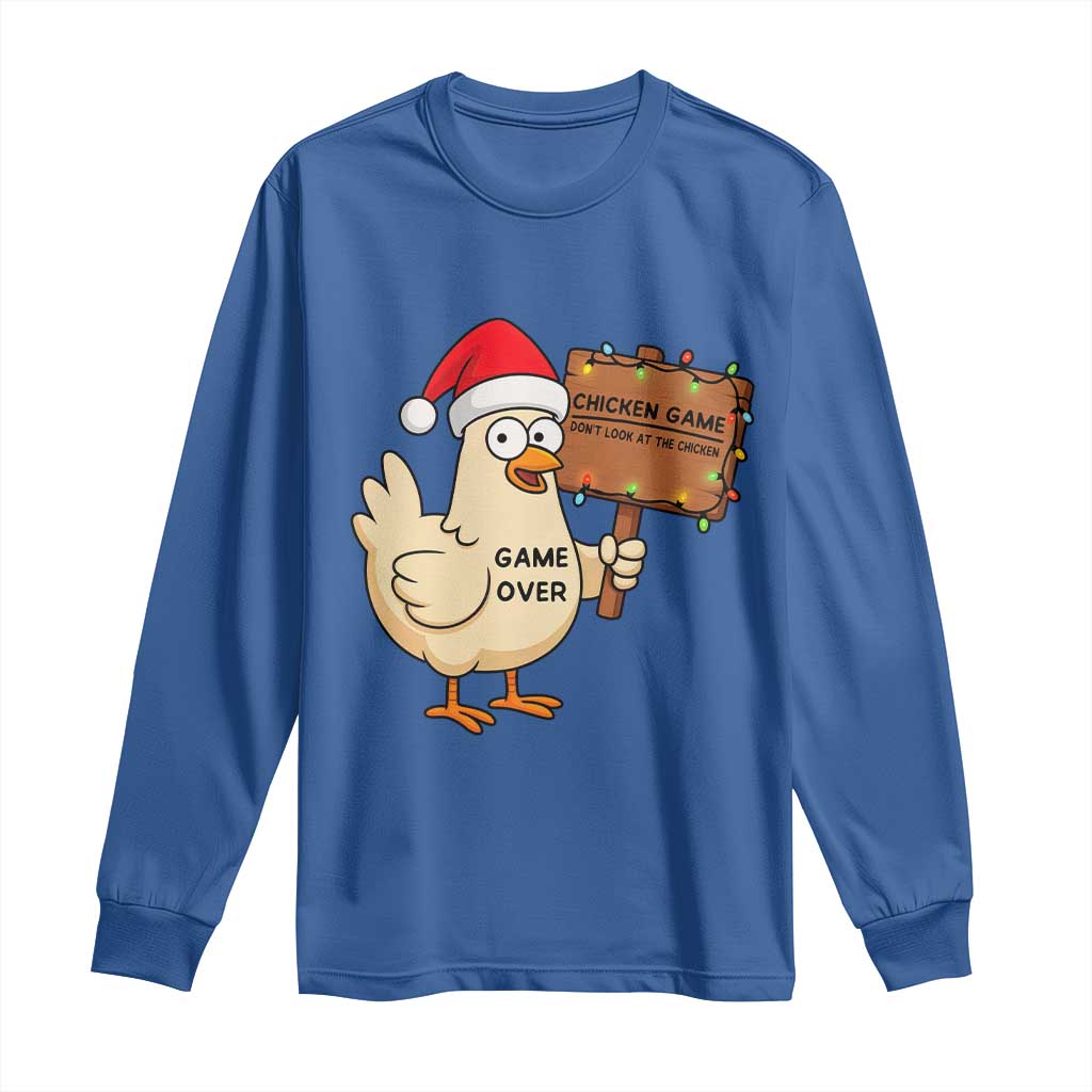 Chicken Game Christmas Long Sleeve Shirt Funny Do Not Look At The Chicken - Wonder Print Shop