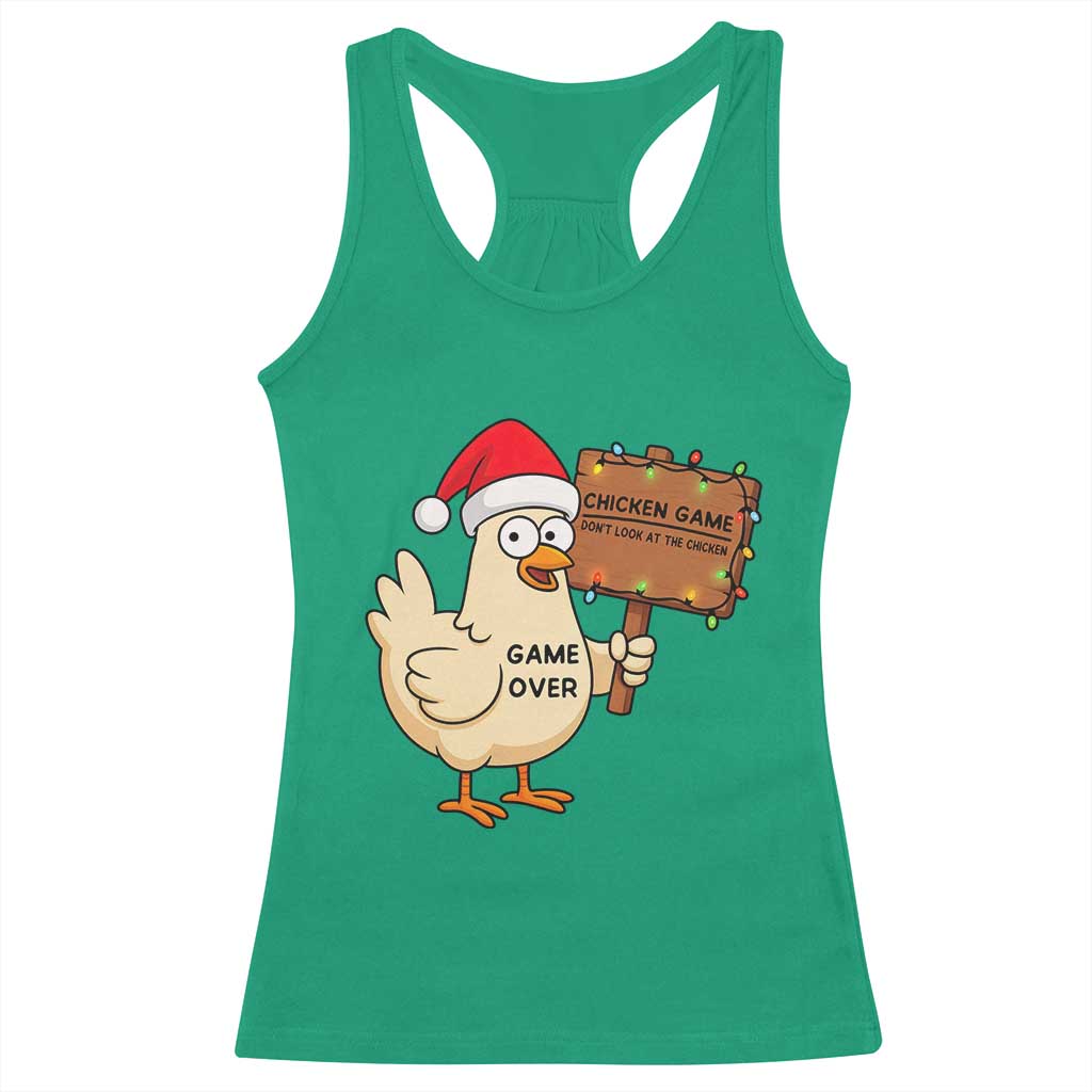 Chicken Game Christmas Racerback Tank Top Funny Do Not Look At The Chicken - Wonder Print Shop