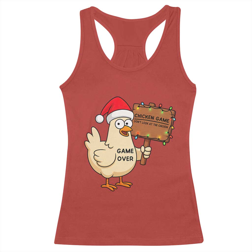 Chicken Game Christmas Racerback Tank Top Funny Do Not Look At The Chicken - Wonder Print Shop