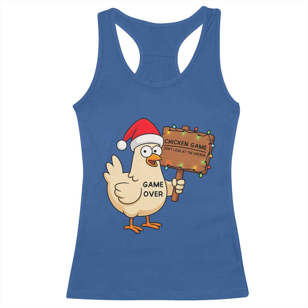 Chicken Game Christmas Racerback Tank Top Funny Do Not Look At The Chicken - Wonder Print Shop