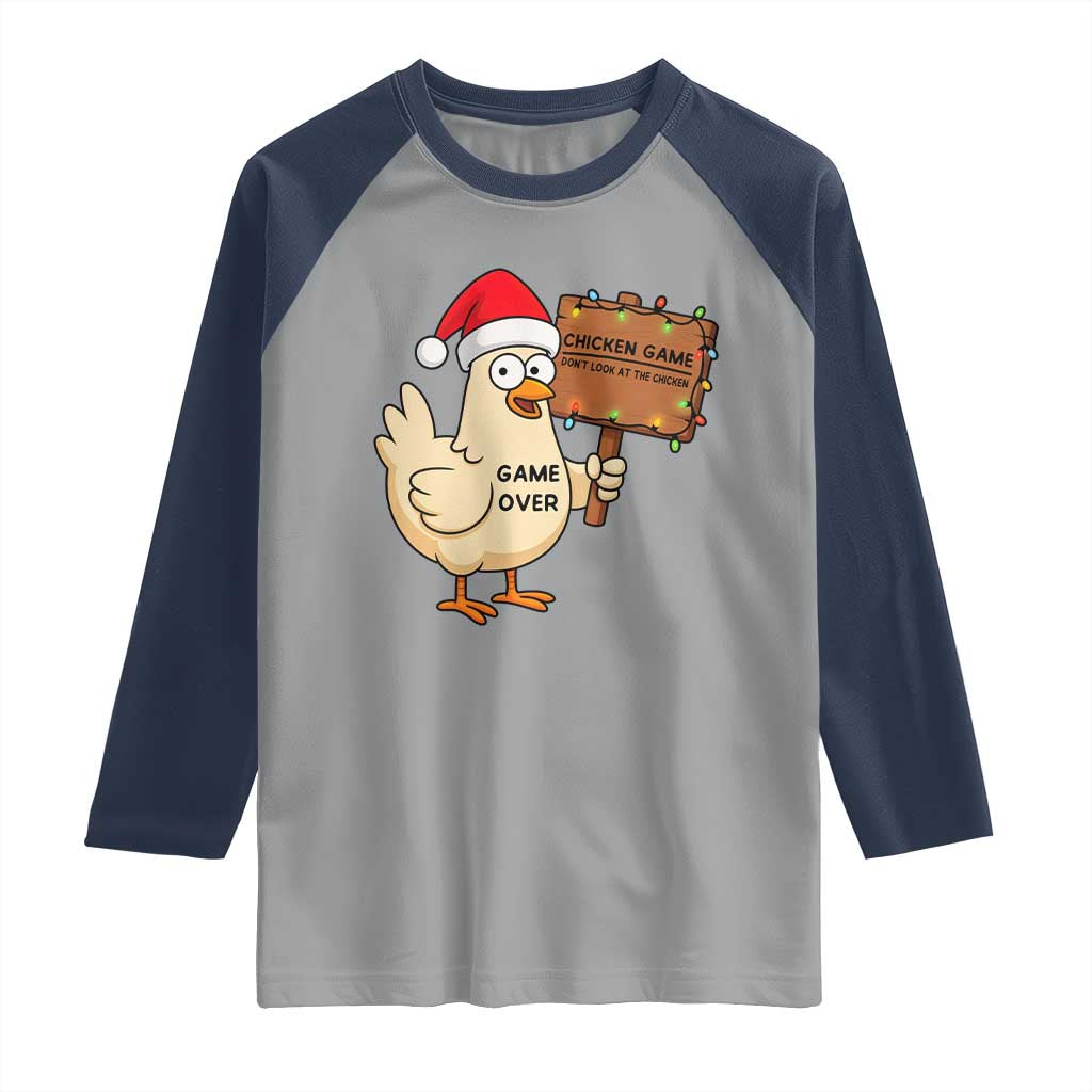 Chicken Game Christmas Raglan Shirt Funny Do Not Look At The Chicken - Wonder Print Shop