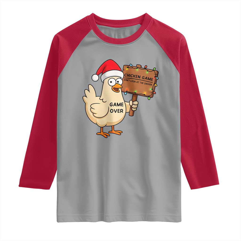 Chicken Game Christmas Raglan Shirt Funny Do Not Look At The Chicken - Wonder Print Shop
