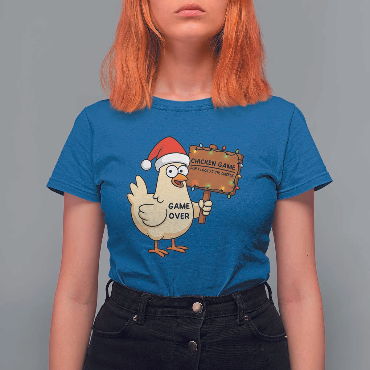 Chicken Game Christmas T Shirt For Women Funny Do Not Look At The Chicken - Wonder Print Shop