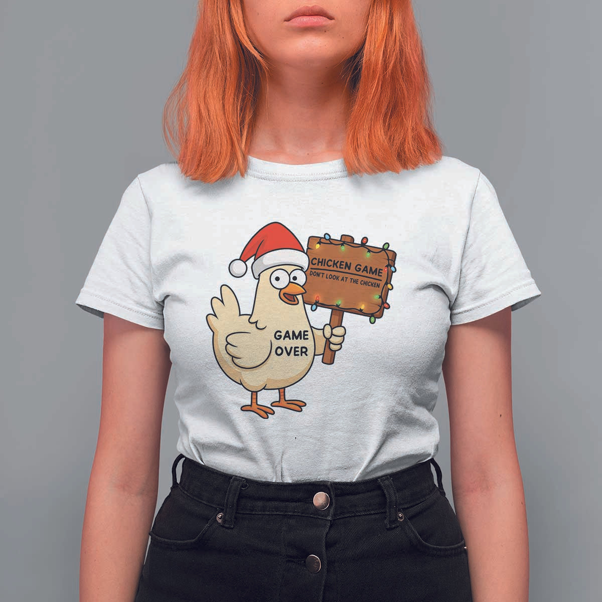 Chicken Game Christmas T Shirt For Women Funny Do Not Look At The Chicken - Wonder Print Shop