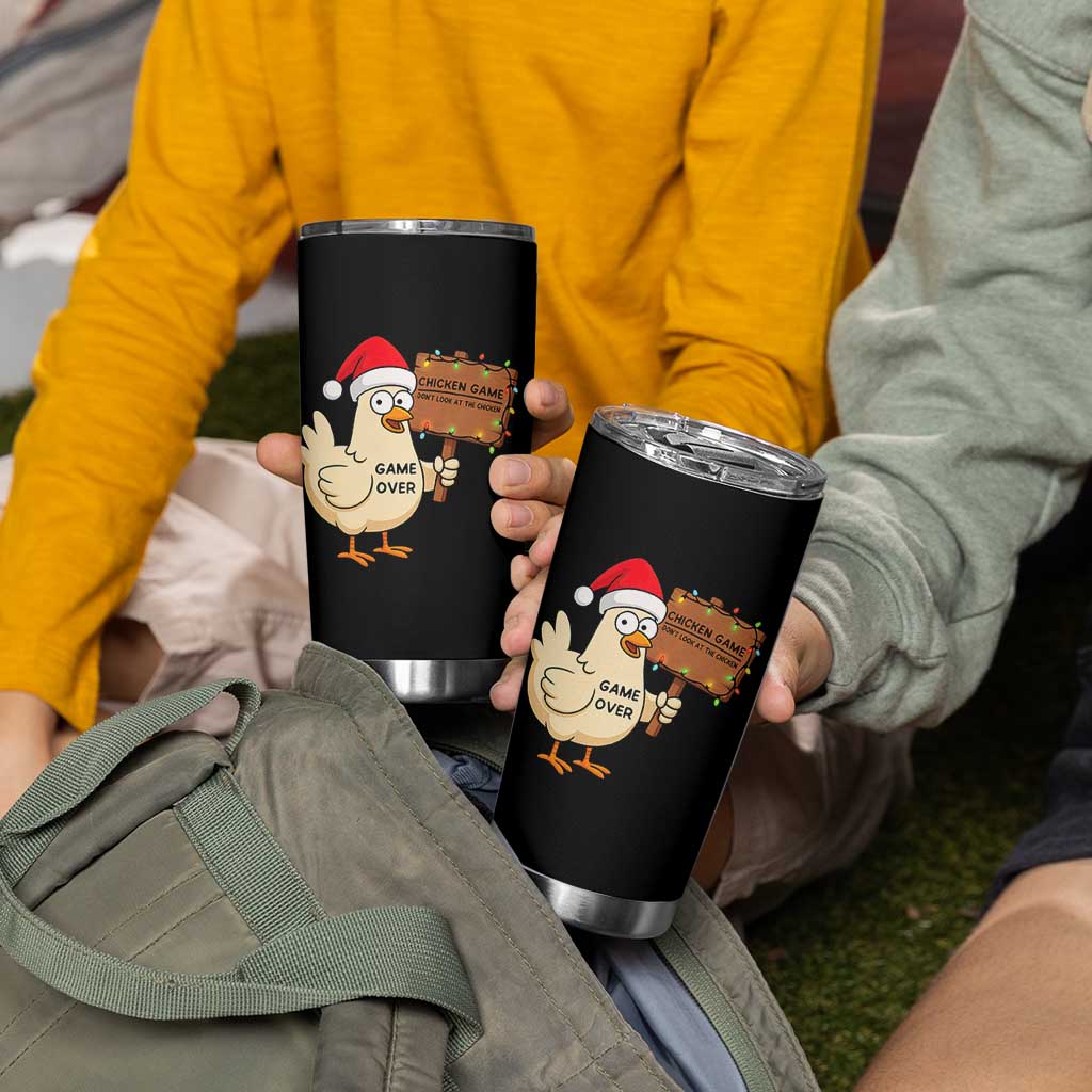 Chicken Game Christmas Tumbler Cup Funny Do Not Look At The Chicken - Wonder Print Shop