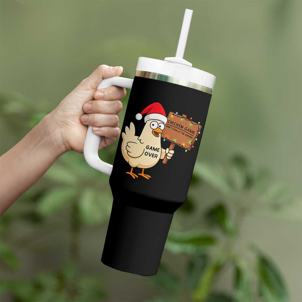 Chicken Game Christmas Tumbler With Handle Funny Do Not Look At The Chicken - Wonder Print Shop