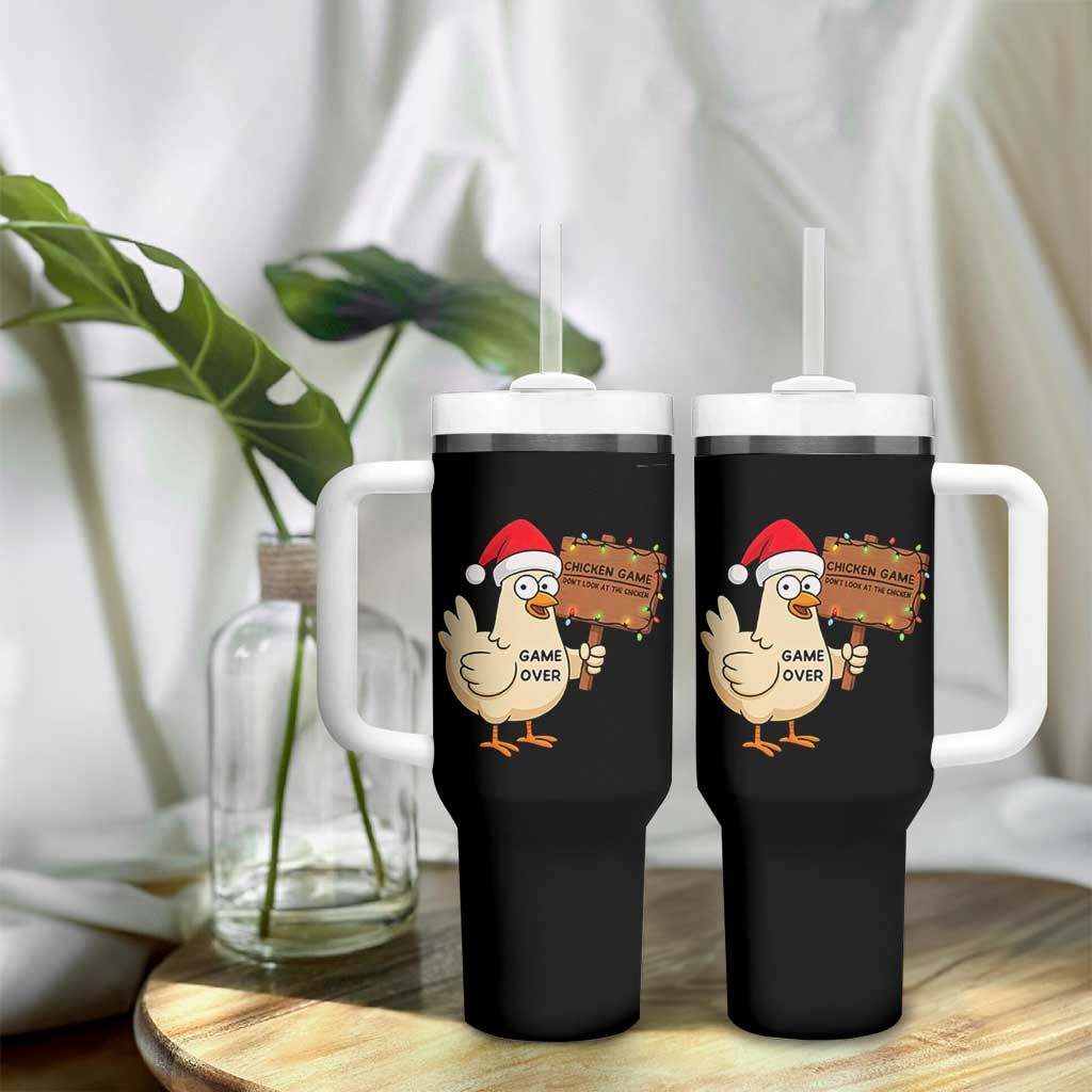 Chicken Game Christmas Tumbler With Handle Funny Do Not Look At The Chicken - Wonder Print Shop