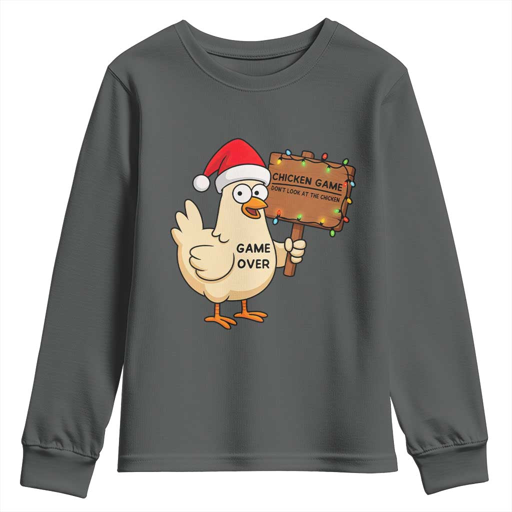 Chicken Game Christmas Youth Sweatshirt Funny Do Not Look At The Chicken - Wonder Print Shop