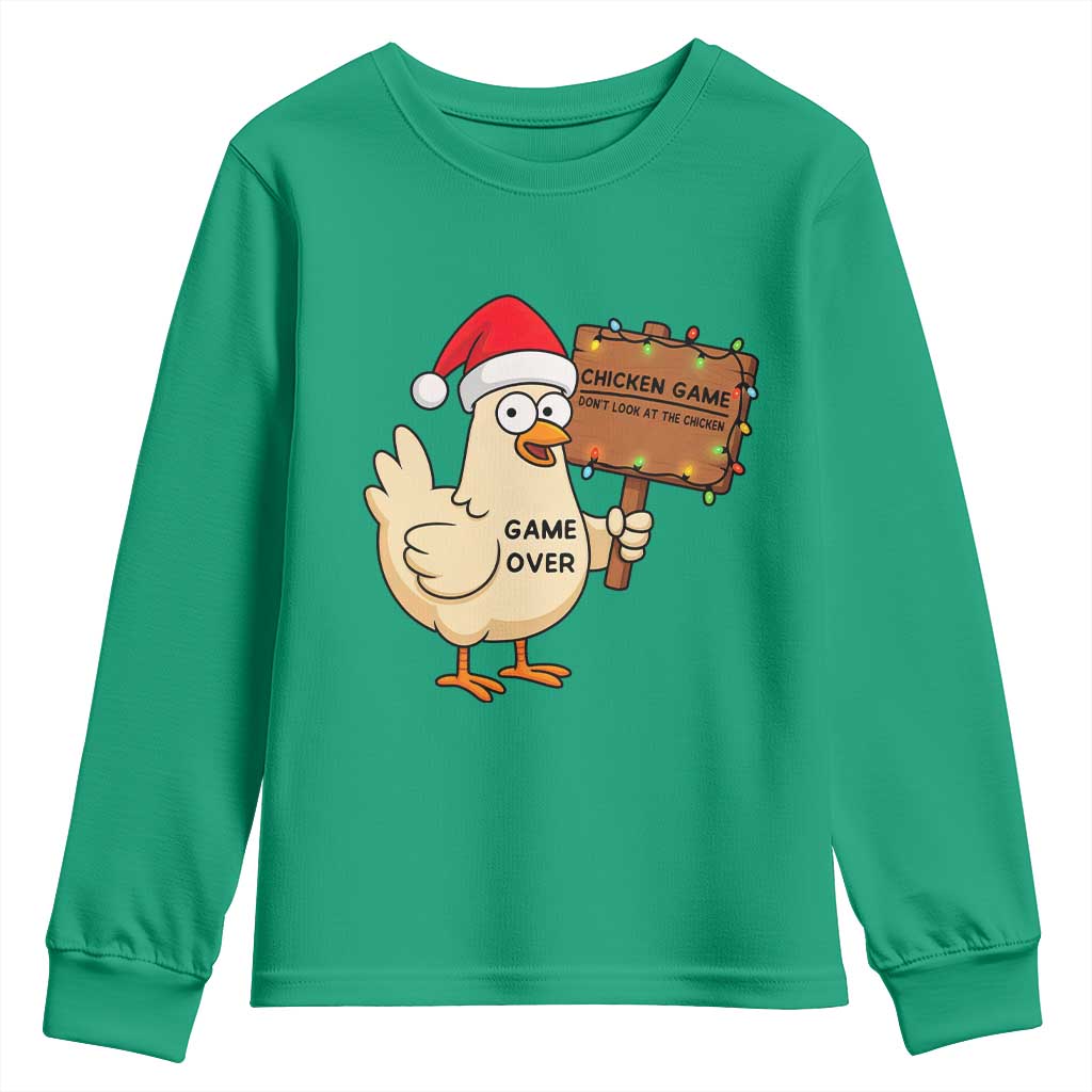 Chicken Game Christmas Youth Sweatshirt Funny Do Not Look At The Chicken - Wonder Print Shop