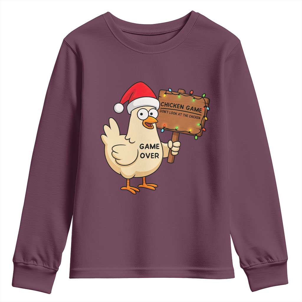 Chicken Game Christmas Youth Sweatshirt Funny Do Not Look At The Chicken - Wonder Print Shop