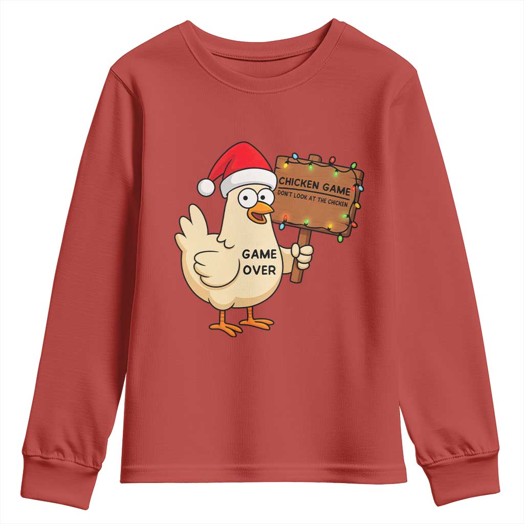 Chicken Game Christmas Youth Sweatshirt Funny Do Not Look At The Chicken - Wonder Print Shop