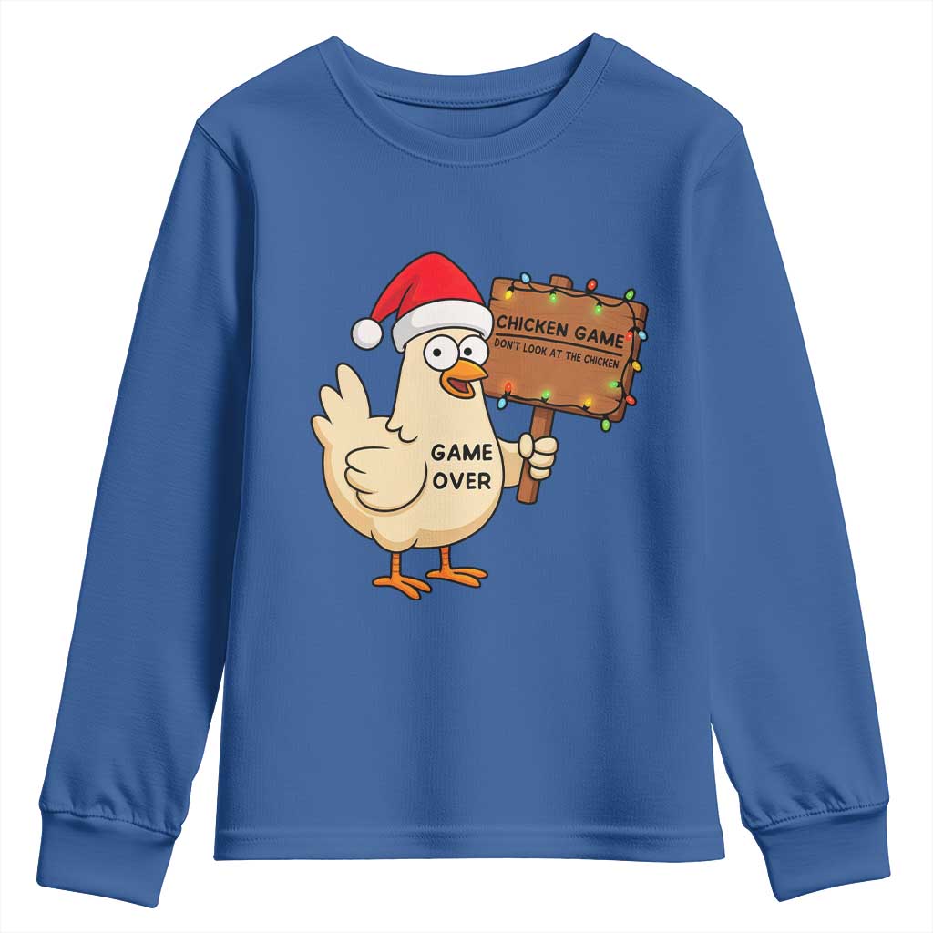 Chicken Game Christmas Youth Sweatshirt Funny Do Not Look At The Chicken - Wonder Print Shop