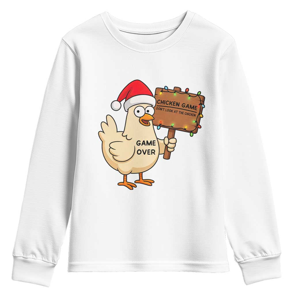 Chicken Game Christmas Youth Sweatshirt Funny Do Not Look At The Chicken - Wonder Print Shop