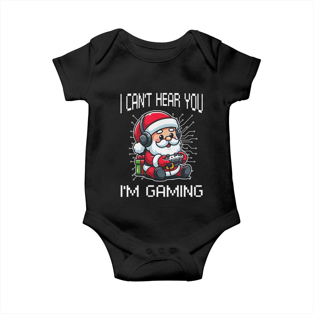 Funny Santa Gamer Christmas Baby Onesie I Can Not Hear You I Am Gaming - Wonder Print Shop