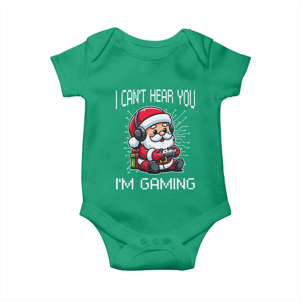 Funny Santa Gamer Christmas Baby Onesie I Can Not Hear You I Am Gaming - Wonder Print Shop