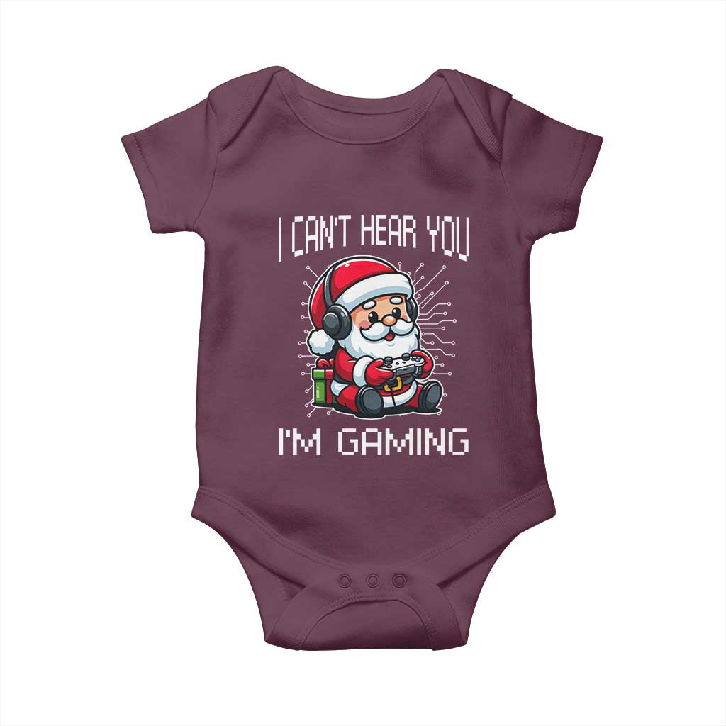Funny Santa Gamer Christmas Baby Onesie I Can Not Hear You I Am Gaming - Wonder Print Shop