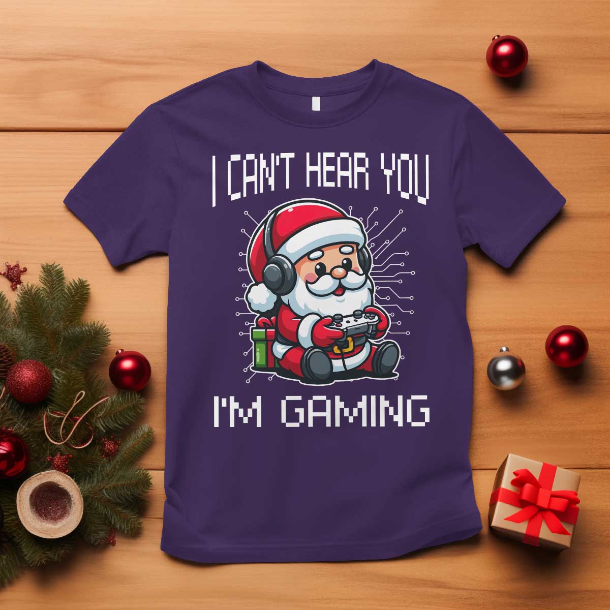 Funny Santa Gamer Christmas T Shirt I Can Not Hear You I Am Gaming - Wonder Print Shop