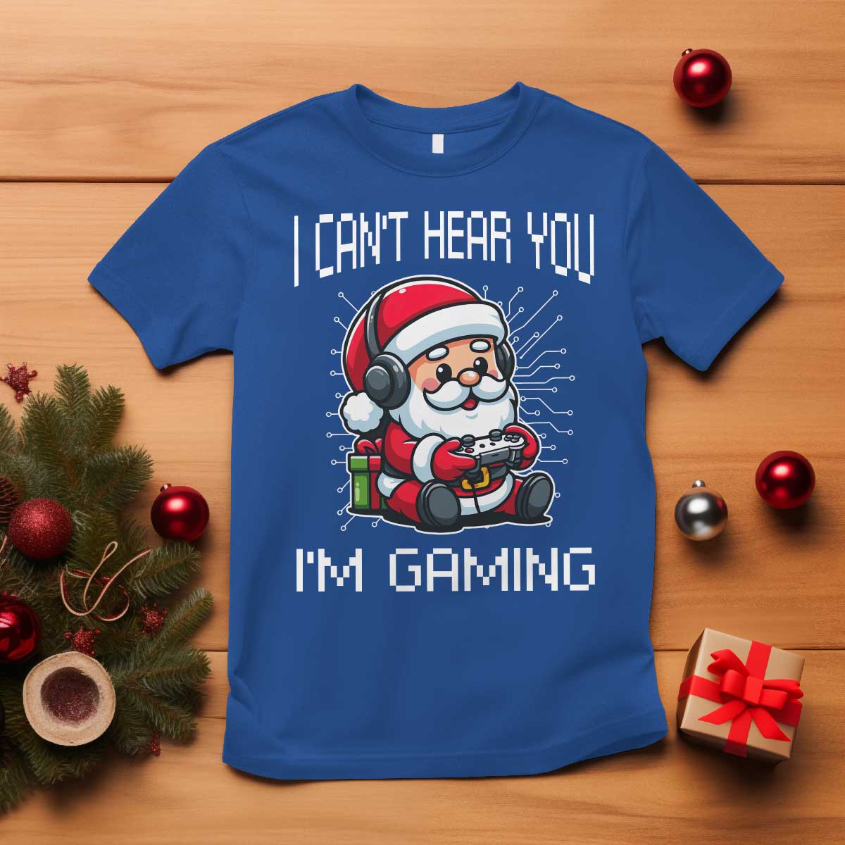 Funny Santa Gamer Christmas T Shirt I Can Not Hear You I Am Gaming - Wonder Print Shop