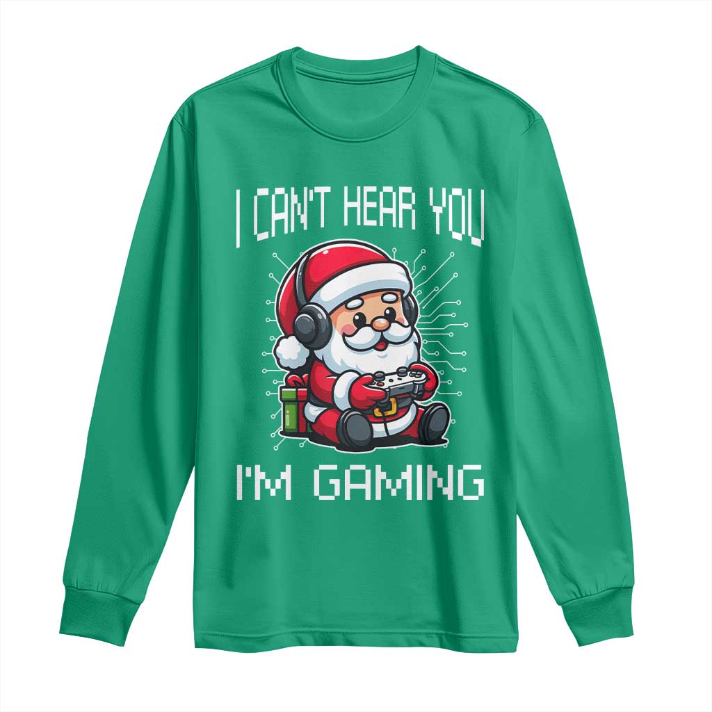 Funny Santa Gamer Christmas Long Sleeve Shirt I Can Not Hear You I Am Gaming - Wonder Print Shop