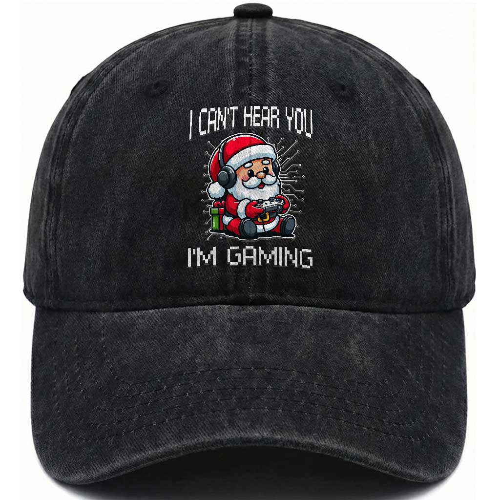 Funny Santa Gamer Christmas Washed Cotton Baseball Cap I Can Not Hear You I Am Gaming