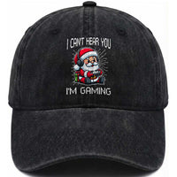 Funny Santa Gamer Christmas Washed Cotton Baseball Cap I Can Not Hear You I Am Gaming