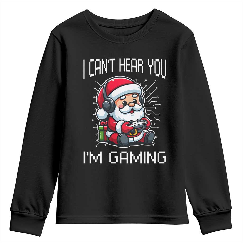 Funny Santa Gamer Christmas Youth Sweatshirt I Can Not Hear You I Am Gaming - Wonder Print Shop