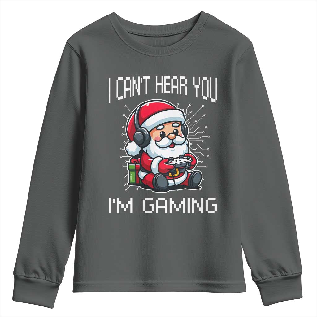 Funny Santa Gamer Christmas Youth Sweatshirt I Can Not Hear You I Am Gaming - Wonder Print Shop