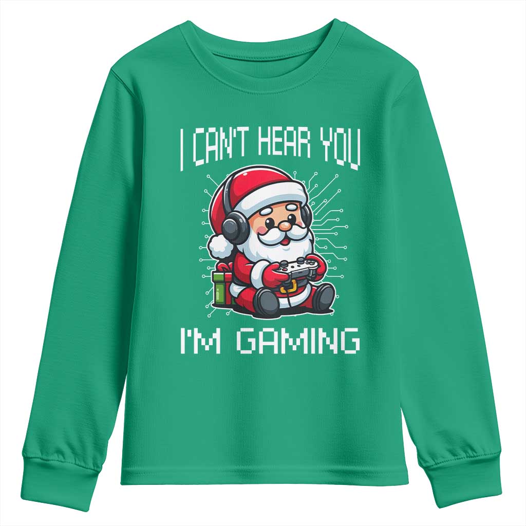 Funny Santa Gamer Christmas Youth Sweatshirt I Can Not Hear You I Am Gaming - Wonder Print Shop