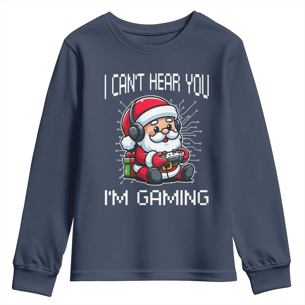 Funny Santa Gamer Christmas Youth Sweatshirt I Can Not Hear You I Am Gaming - Wonder Print Shop