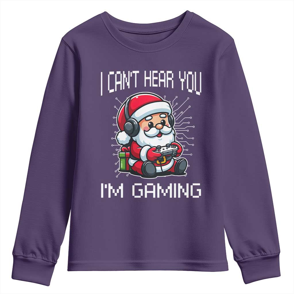 Funny Santa Gamer Christmas Youth Sweatshirt I Can Not Hear You I Am Gaming - Wonder Print Shop