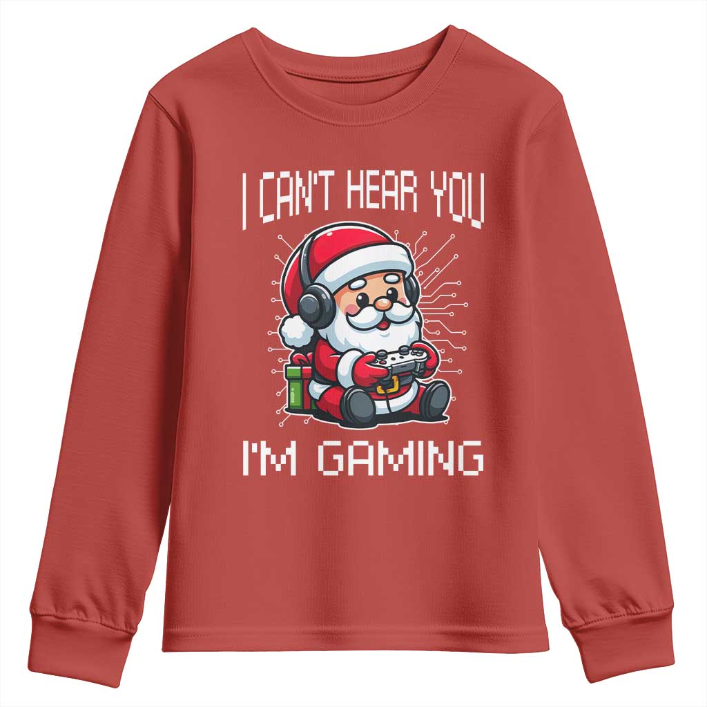 Funny Santa Gamer Christmas Youth Sweatshirt I Can Not Hear You I Am Gaming - Wonder Print Shop