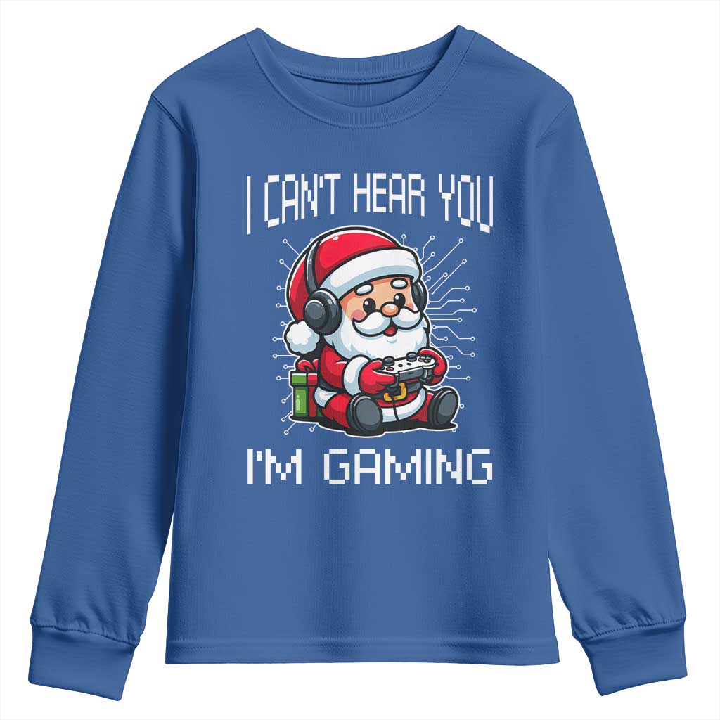 Funny Santa Gamer Christmas Youth Sweatshirt I Can Not Hear You I Am Gaming - Wonder Print Shop