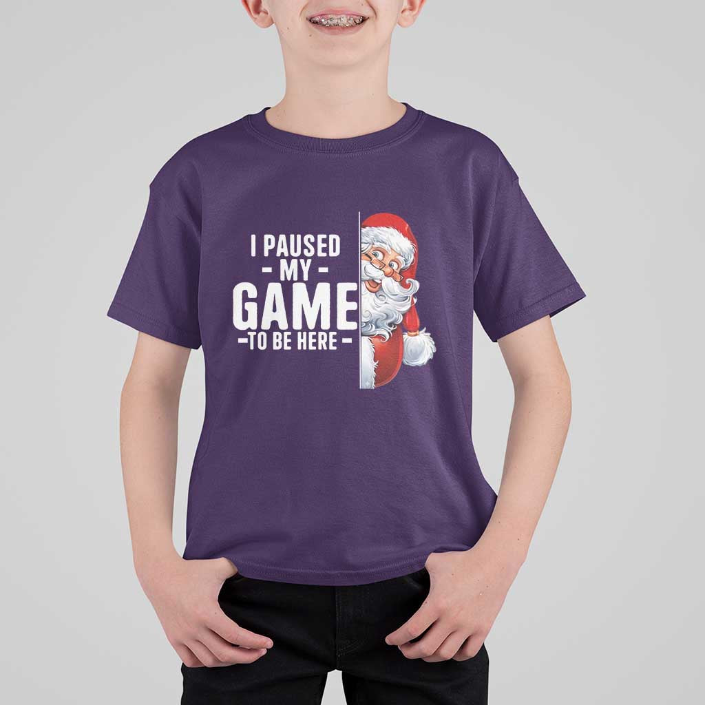 Funny Santa Gamer Christmas T Shirt For Kid I Paused My Game To Be Here - Wonder Print Shop