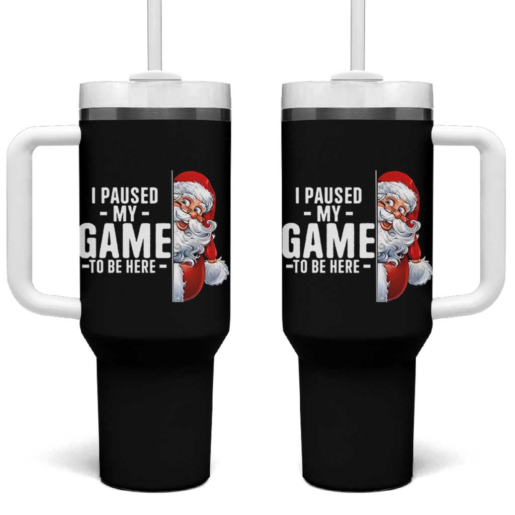 Funny Santa Gamer Christmas Tumbler With Handle I Paused My Game To Be Here - Wonder Print Shop