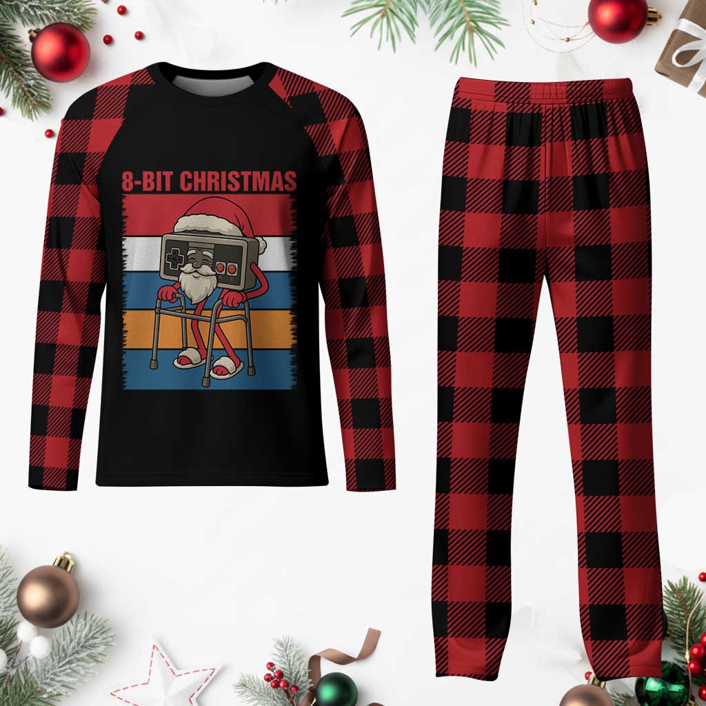 Funny Old Gamer Christmas Plaid Pajama Set Retro 80s 90s Video Game - Wonder Print Shop